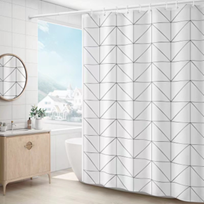 Slika proizvoda TUŠ ZAVJESA 180X200 POLYESTER platnena, bijela geometrijska