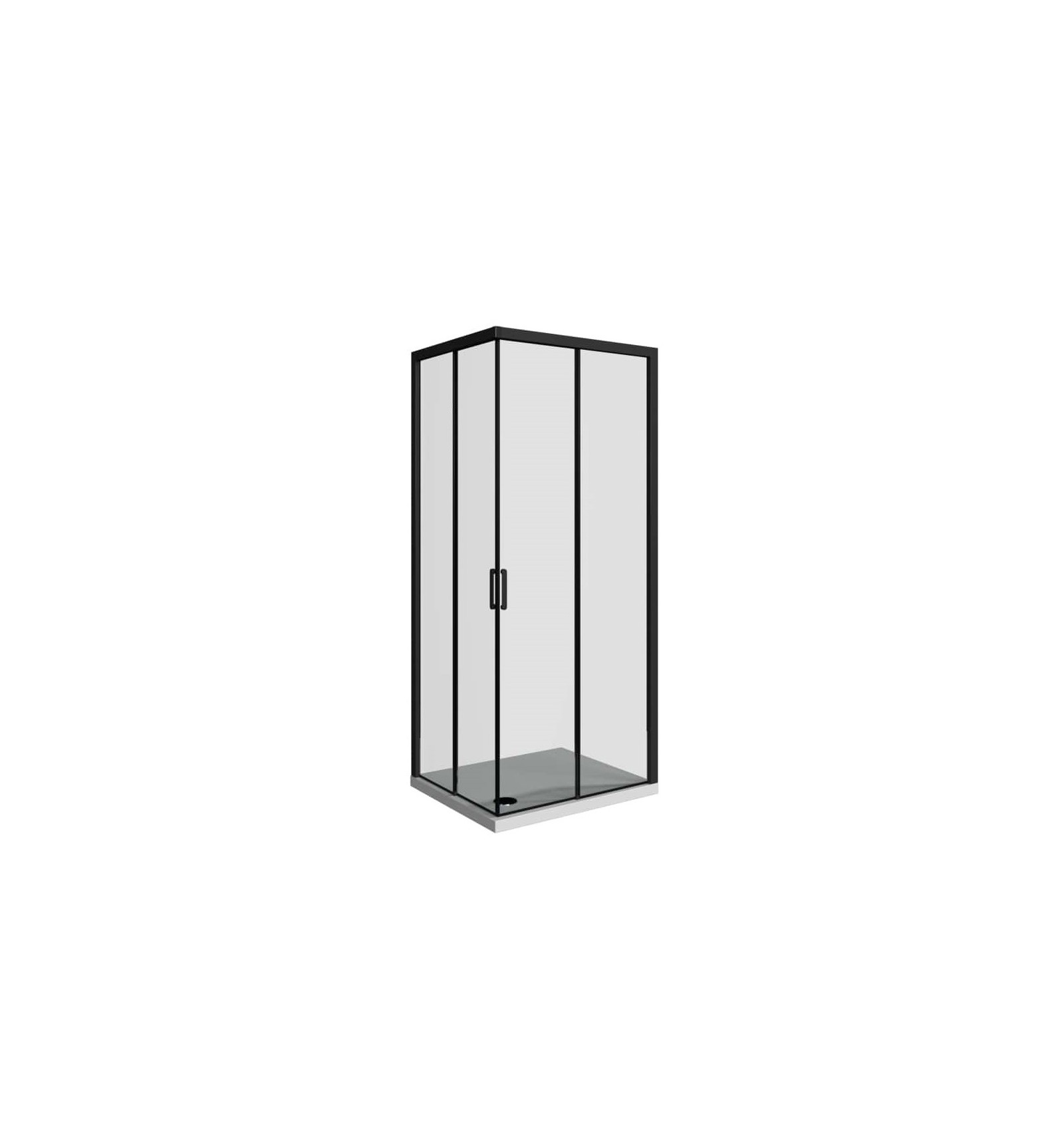 Slika proizvoda ARMAL DOMINO TUŠ KABINA KVADRATNA 80 KLIK CRNI PROFIL, TAMNO STAKLO crni profil; tamno staklo 6 mm, 80x80x190