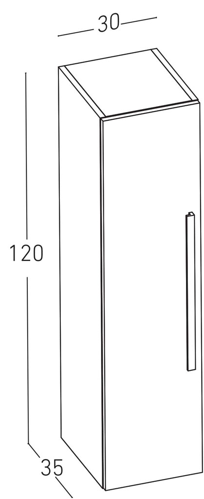 Slika proizvoda ARMAL ZETA VISEĆI ELEMENT KUPAONSKI V120 siva mat; ručkica; 30x35x120 cm