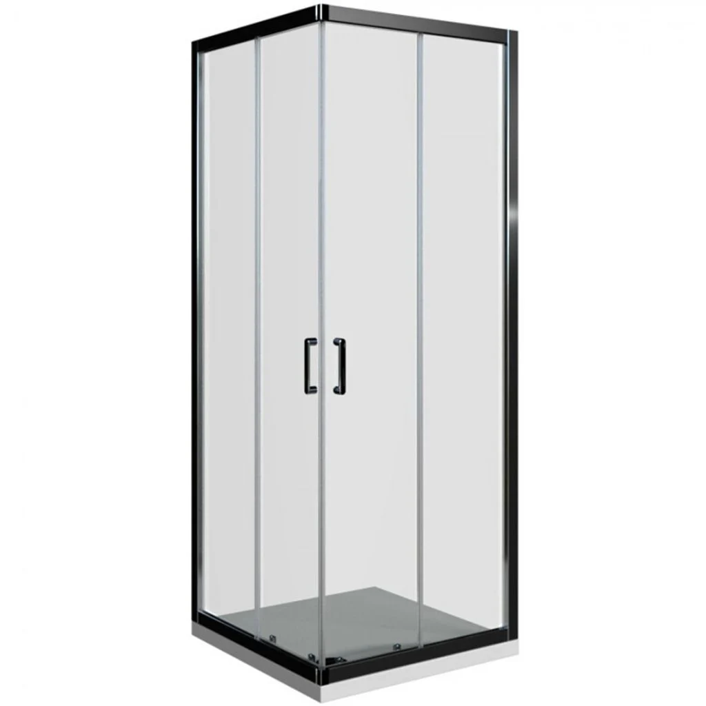 Slika proizvoda ARMAL DOMINO TUŠ KABINA KVADRATNA 90 KLIK CRNI PROFIL crni profil; prozirno staklo 6 mm, 90x90x190
